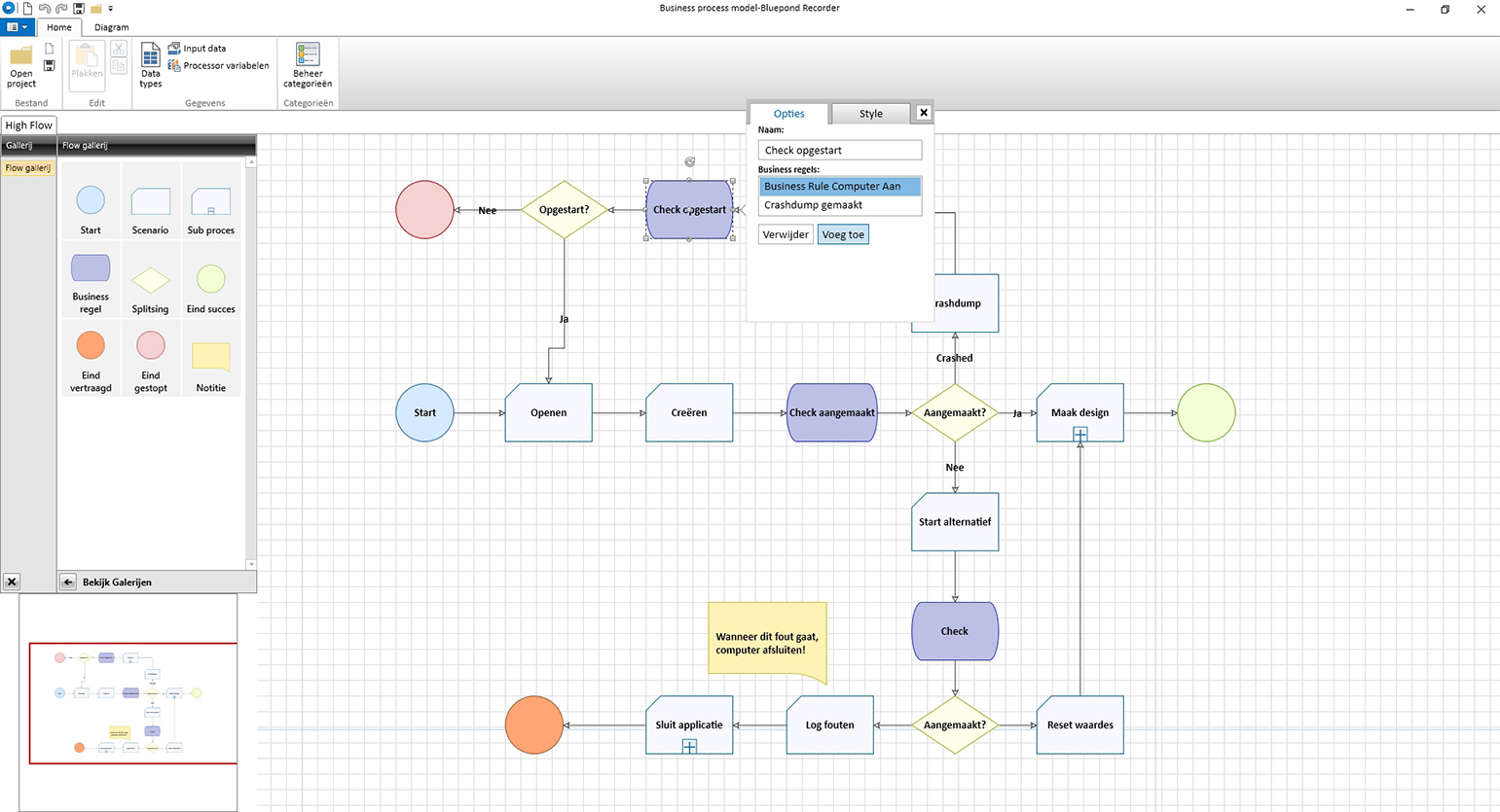 BPMN schema in op maat gemaakte applicatie