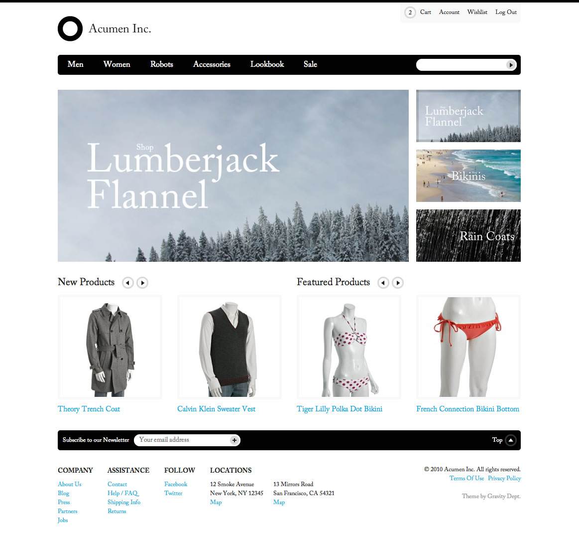 Voorbeeld van eCommerce theme in Magento